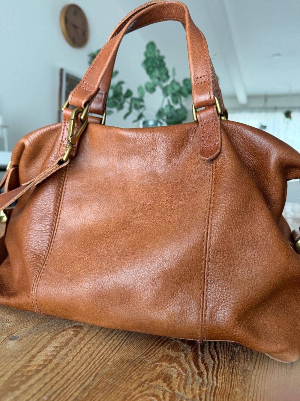 Madewell Cognac Leather Handbag/Satchel w/Strap